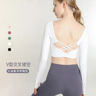 Quick-Dry Exercise Women Navel Exposed Sport Yoga Long Sleeves