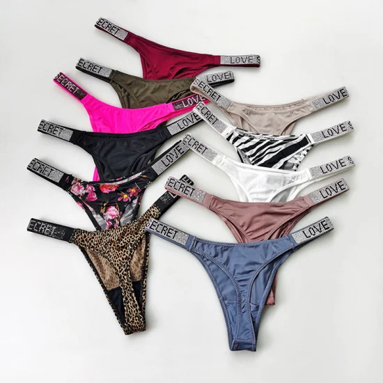 Sexy Rhinestone T-Back Panties Ladies Low Waist Fashion Thong