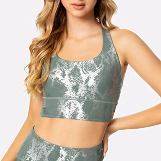 Wholesale Fitness &amp; Yoga Wear Print Strappy Cross Back Push up Bra Removable Pads Sexy Underwear Sport Bra for Women