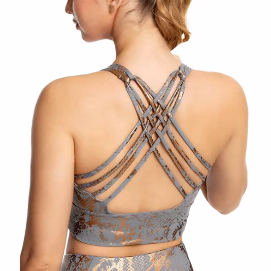 Wholesale Fitness &amp; Yoga Wear Print Strappy Cross Back Push up Bra Removable Pads Sexy Underwear Sport Bra for Women