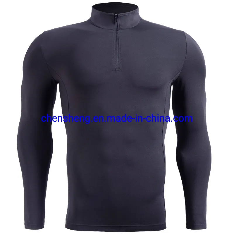 Quick Dry Cotton Spandex Men′s Tee Compression Gym Wear Running Sports T-Shirts Long Sleeve