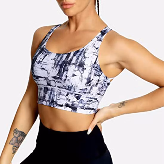 Wholesale Fitness & Yoga Wear Print Strappy Cross Back Push up Bra Removable Pads Sexy Underwear Sport Bra for Women