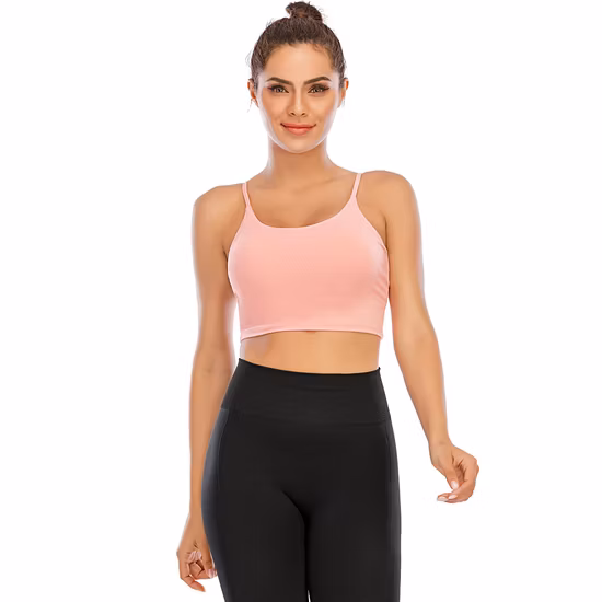 2-Piece Gym Yoga Clothes Sport Bra, Women S Longline Sport Bra Wirefree Padded Medium